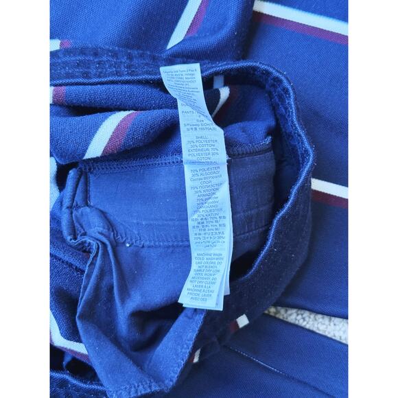 Tory Burch Sport Mini Double Stripe Wide Leg Trousers Pants Navy Blue Small Luxe - Picture 9 of 10